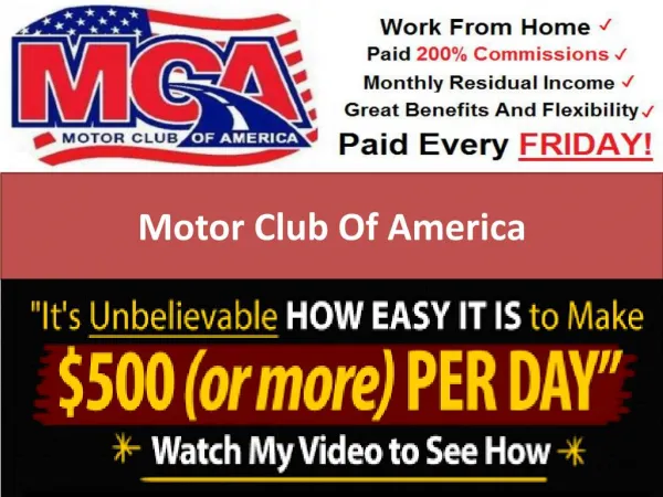 (MCA)Motor Club of America: Make Money Online Business