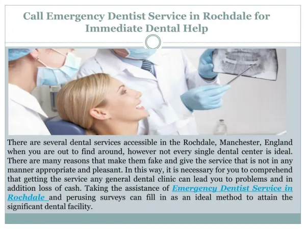 Treat your tooth at the best Emergency Dentist in Rochdale