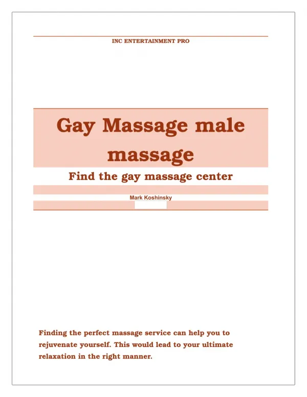 Gay Massage male massage