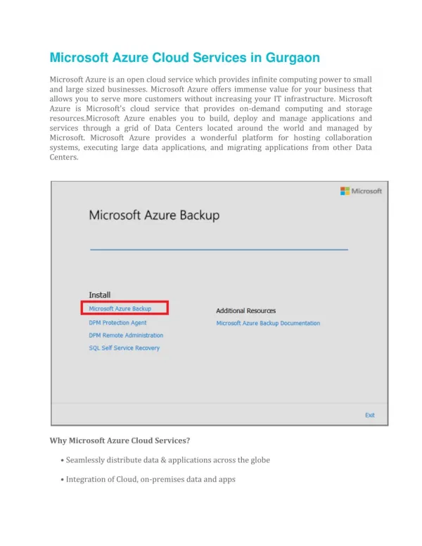 Microsoft Azure Cloud Services in Gurgaon