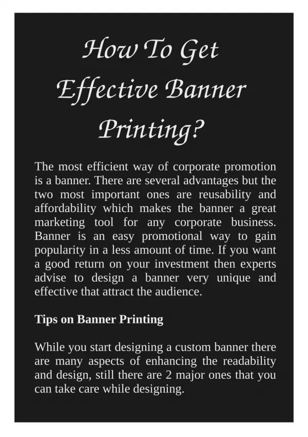 How To Get Effective Banner Printing?