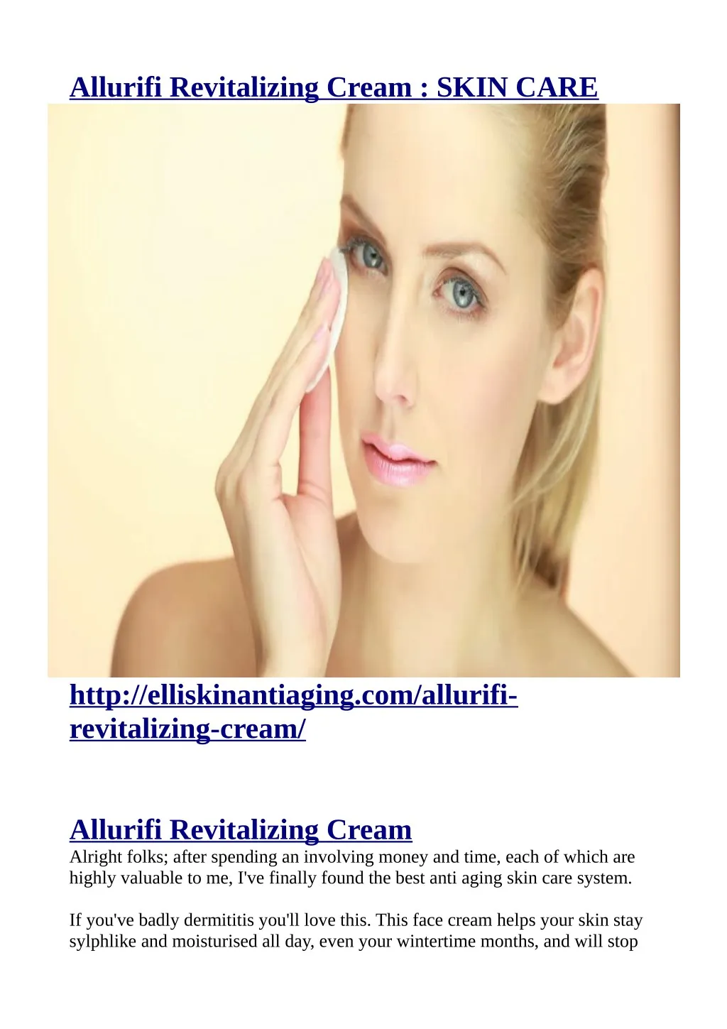 allurifi revitalizing cream skin care