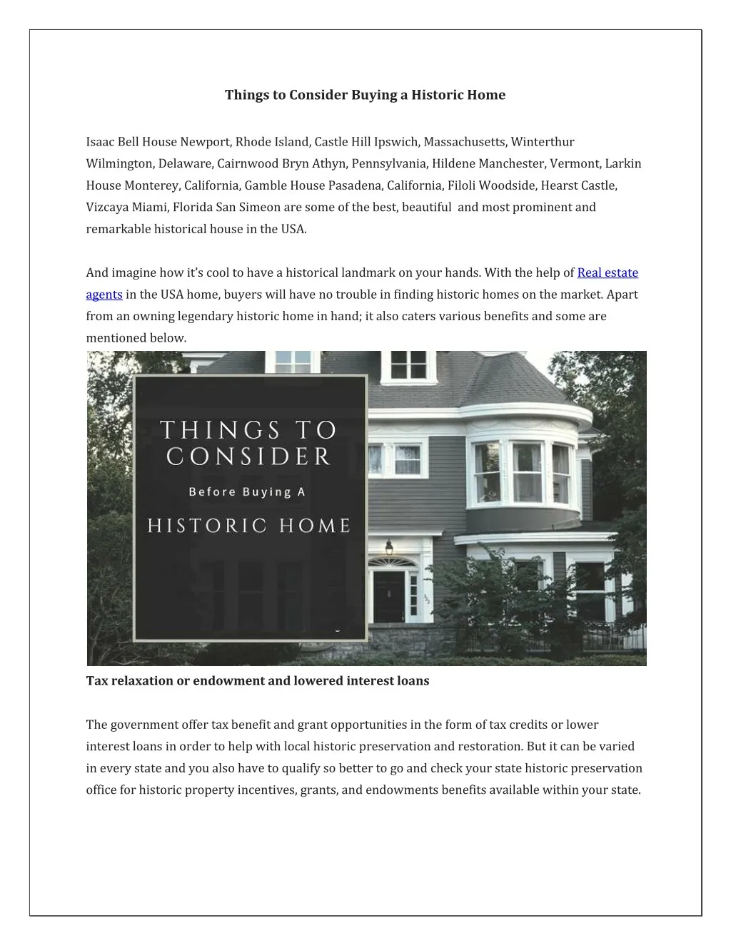 things to consider buying a historic home