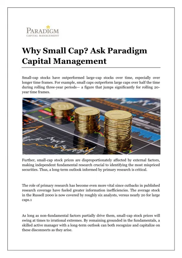 Why Small Cap? Ask Paradigm Capital Management