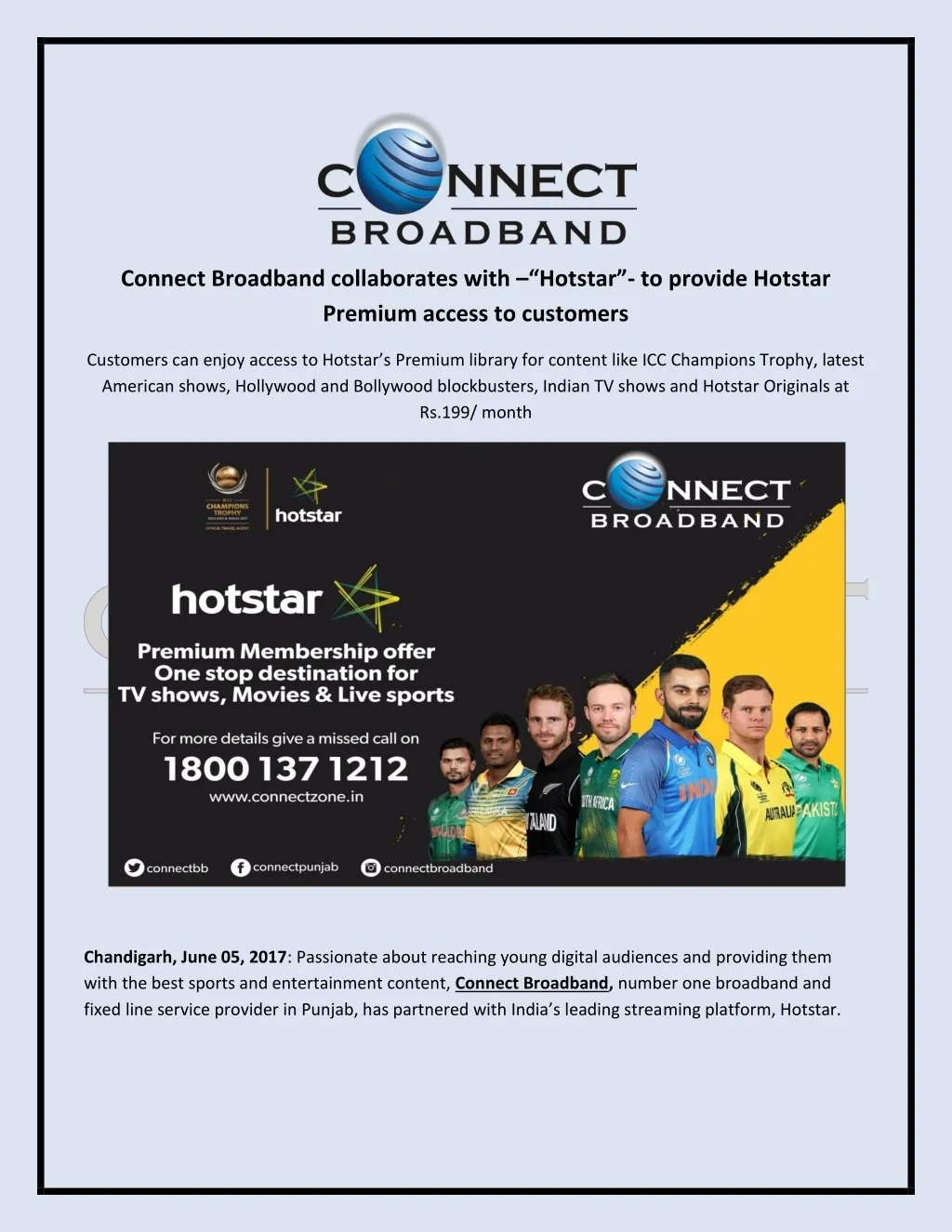 connect broadband collaborates with hotstar