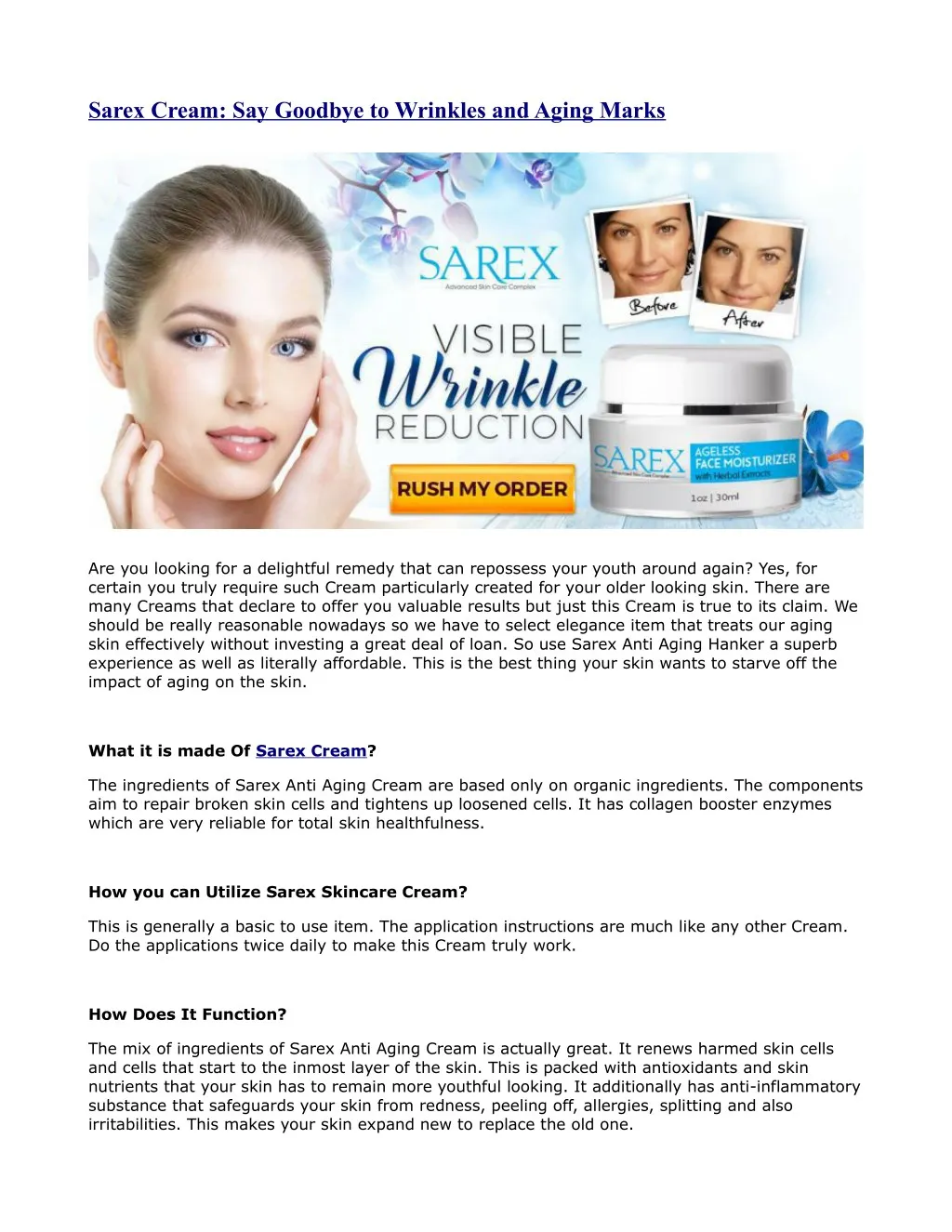 sarex cream say goodbye to wrinkles and aging