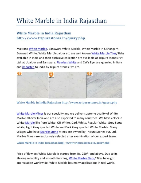 White Marble in India Rajasthan