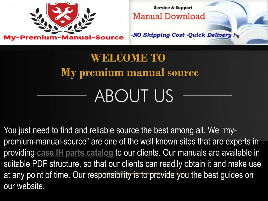 welcome to my premium manual source