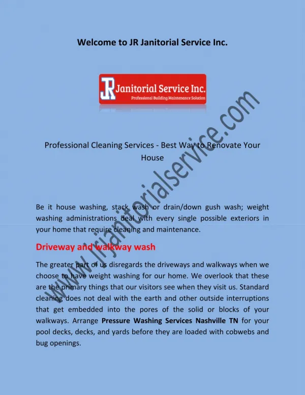 Floor Cleaning Services Nashville TN and Cleaning Services Nashville TN by using www.jrjanitorialservice.com