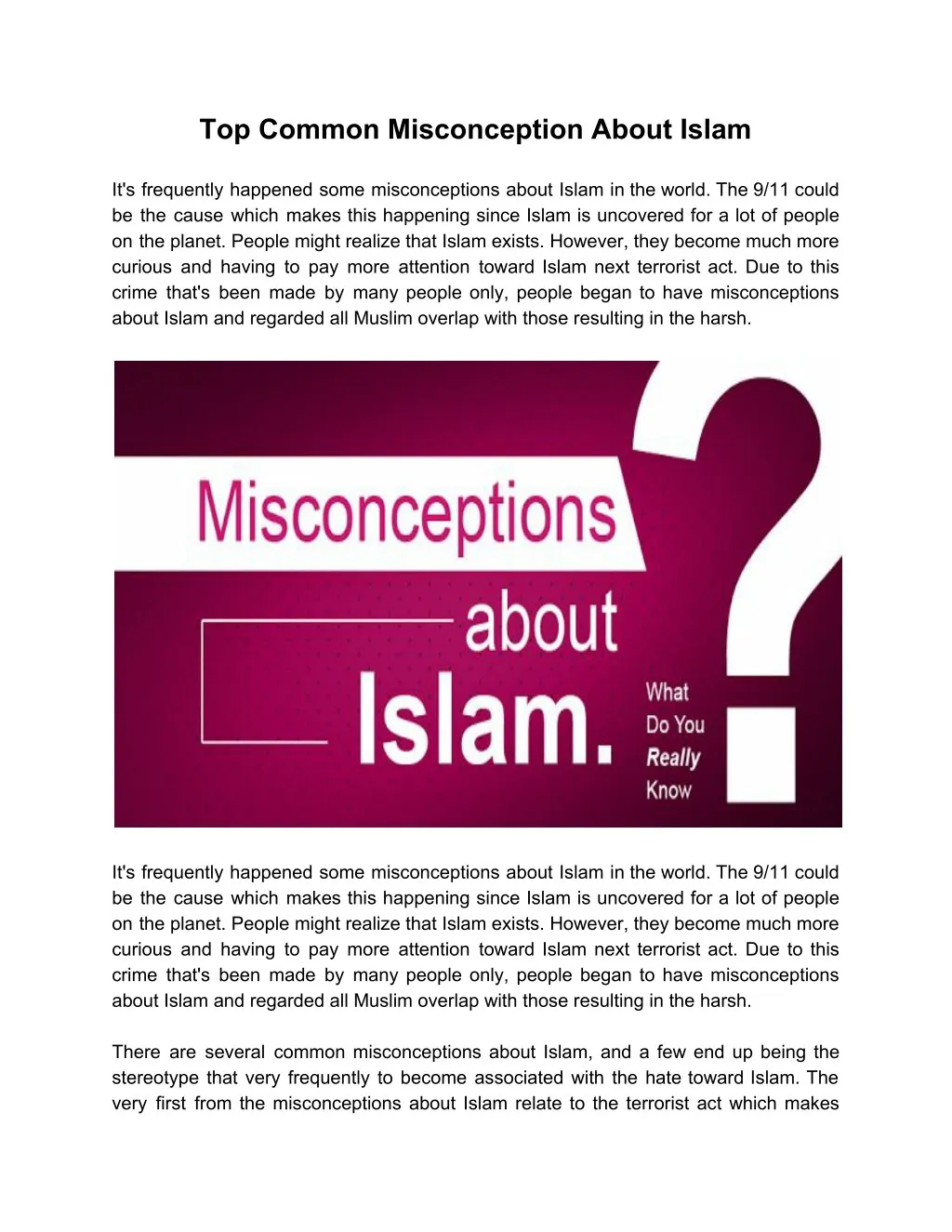 top common misconception about islam