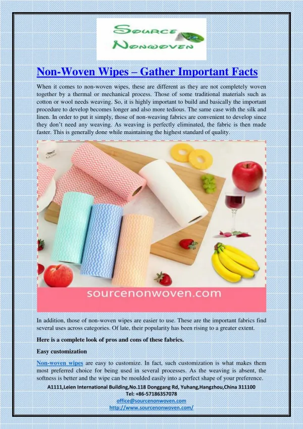Non-Woven Wipes – Gather Important Facts
