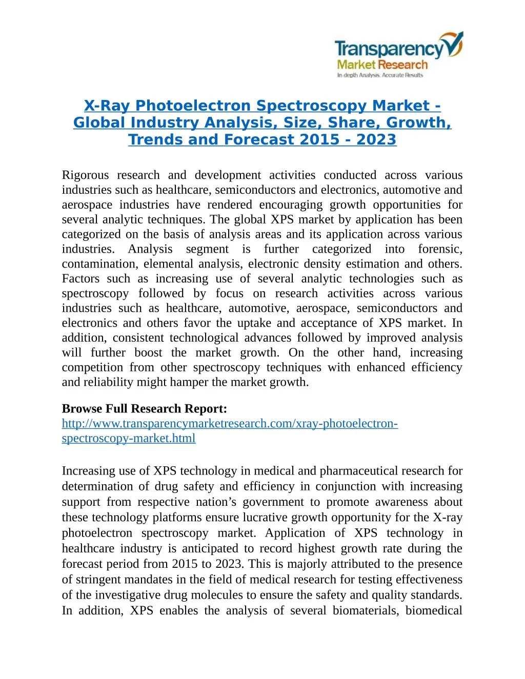 x ray photoelectron spectroscopy market global