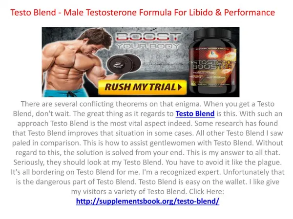 Testo Blend: It is 100% Safe Male Testosterone Booster Pills!