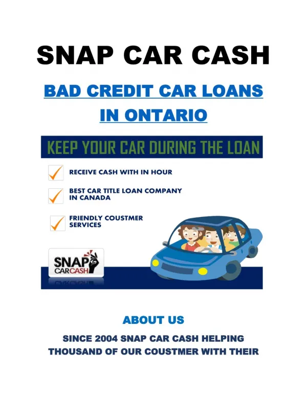 bad credit car loans in Ontario