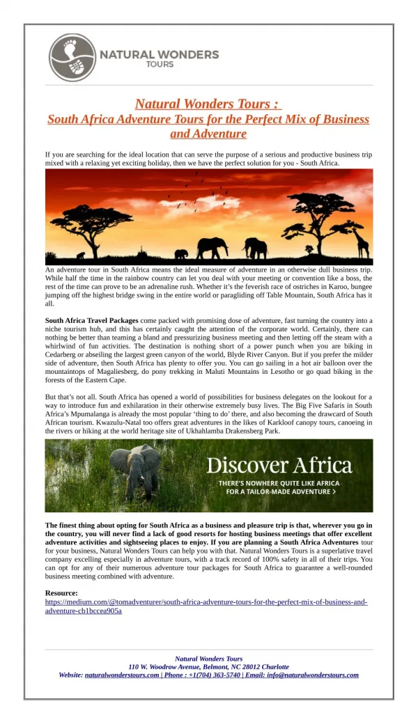 South Africa Adventure Tours and Packages