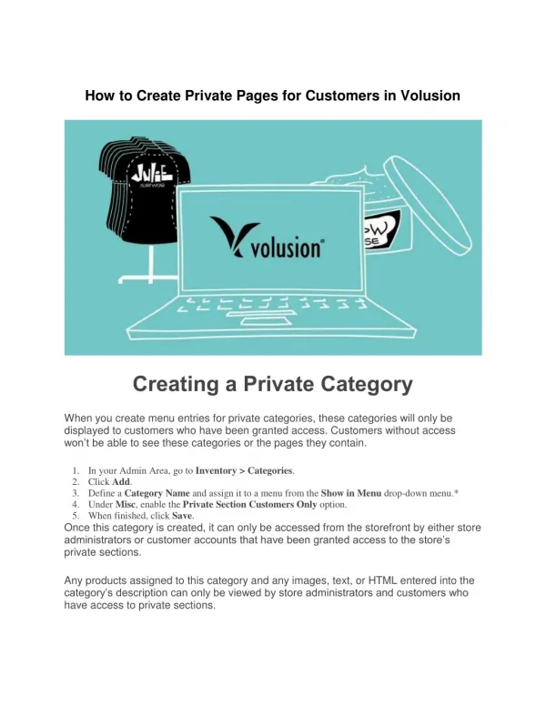 How to Create Private Pages for Customers in Volusion