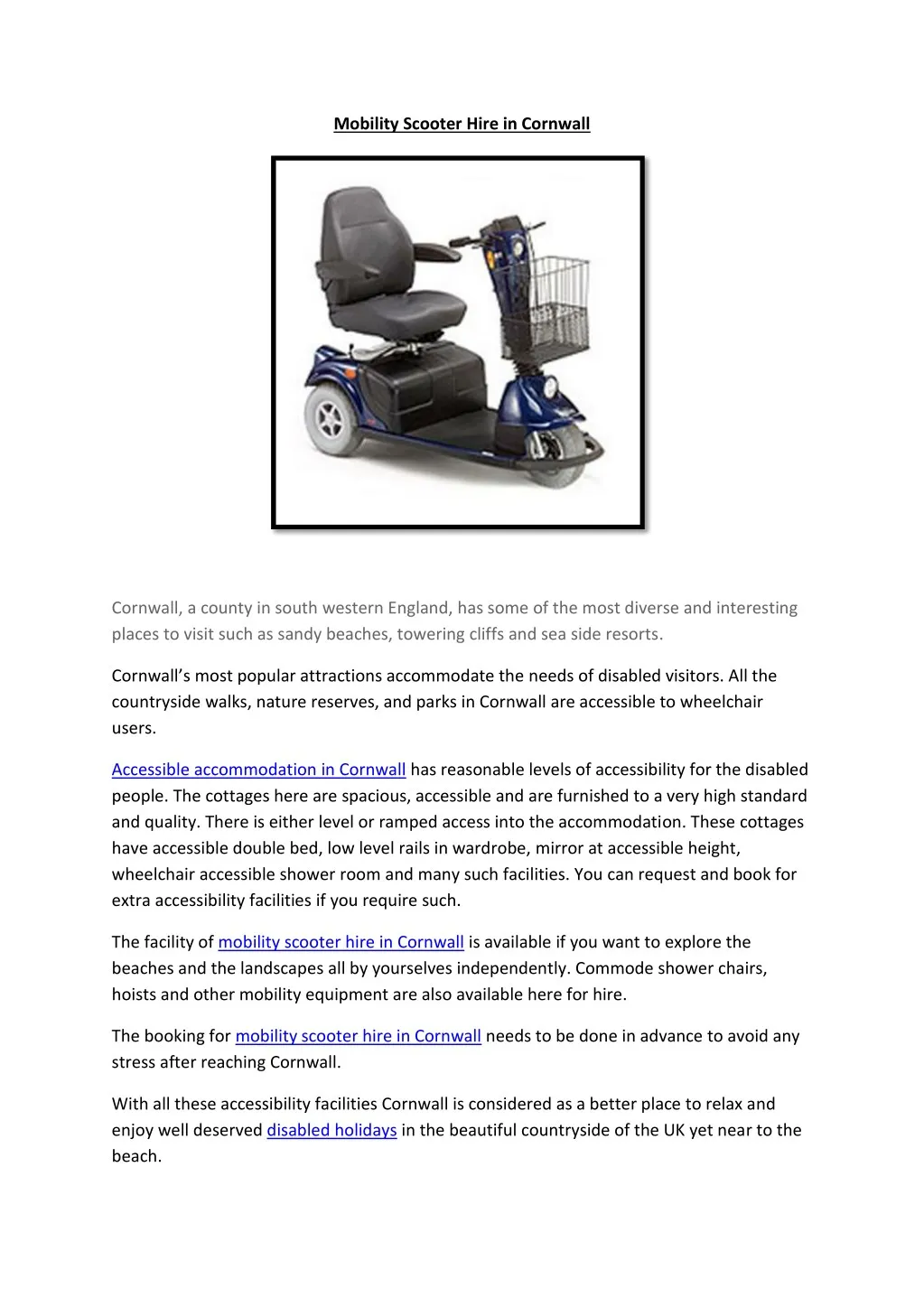 mobility scooter hire in cornwall