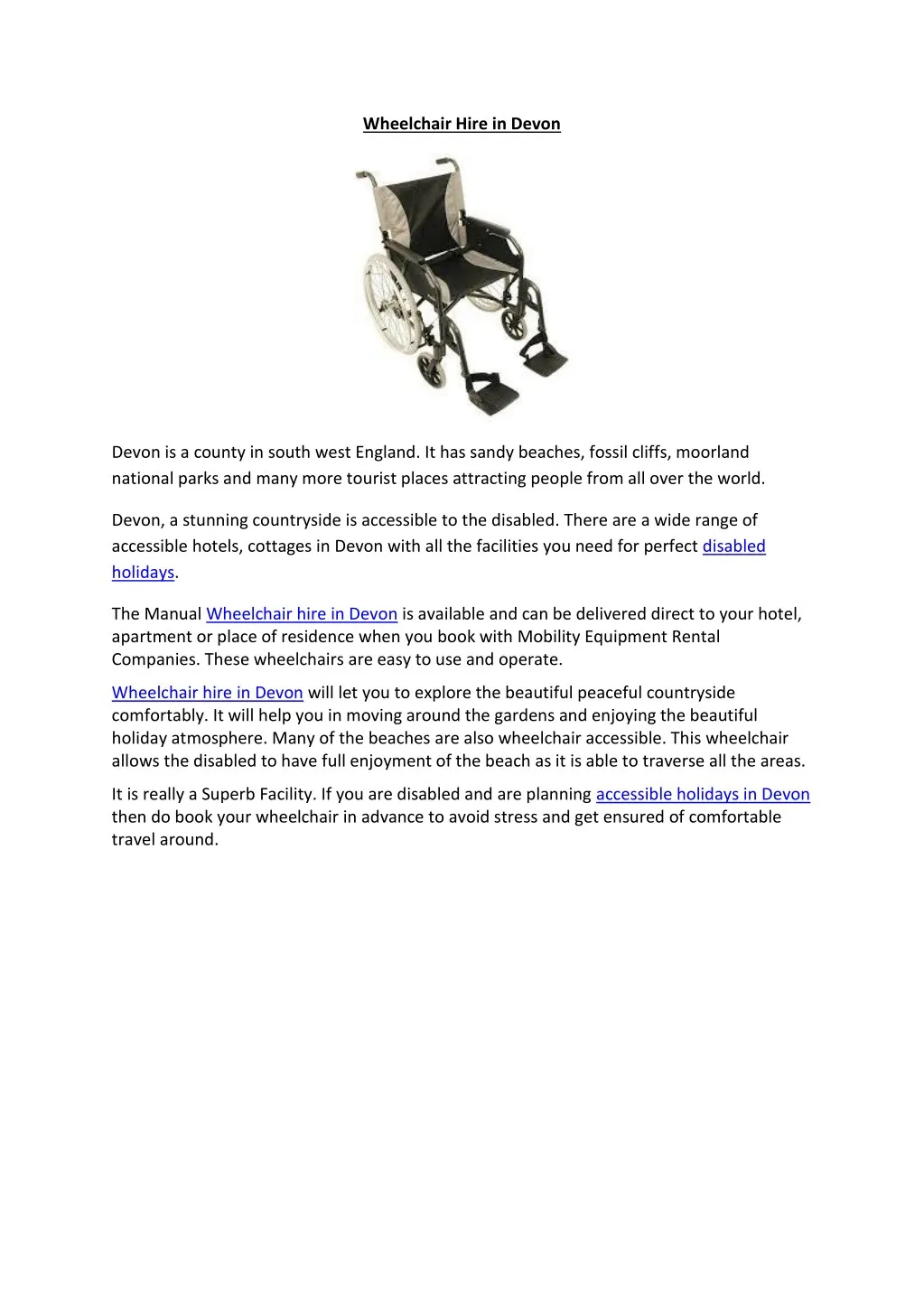 wheelchair hire in devon