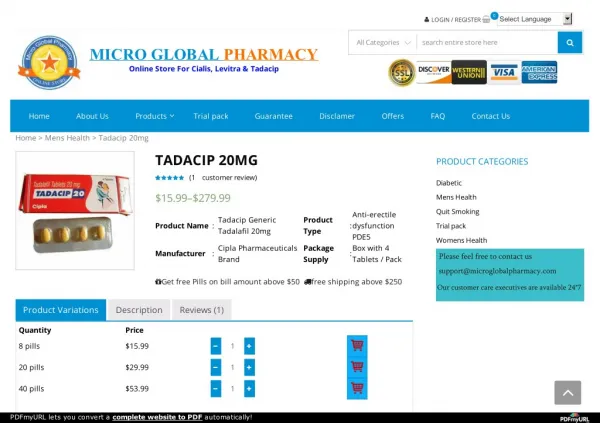 Buy Online Tadacip 20 Mg USA