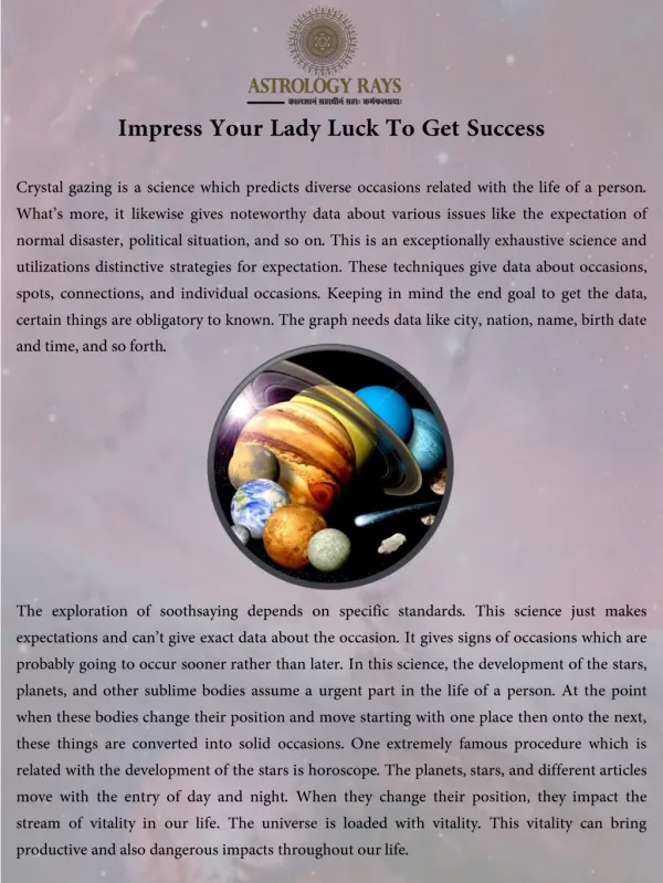 Impress Your Lady Luck To Get Success
