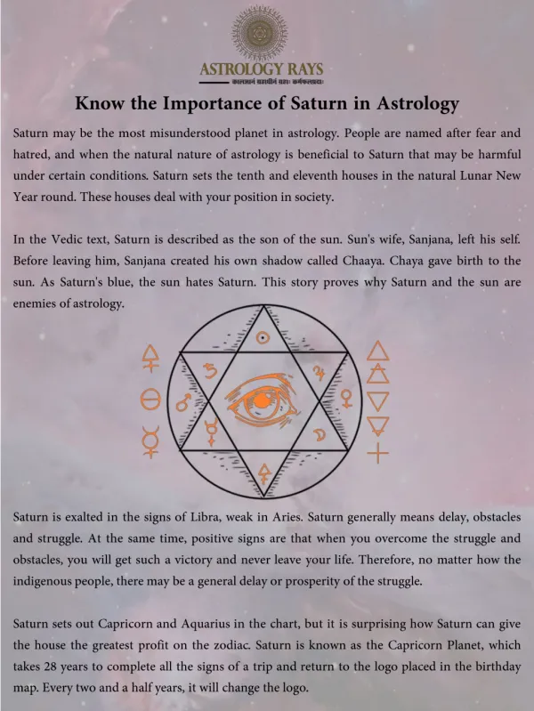 Know the Importance of Saturn in Astrology