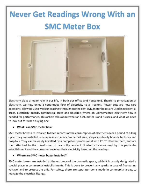 Never Get Readings Wrong With an SMC Meter Box