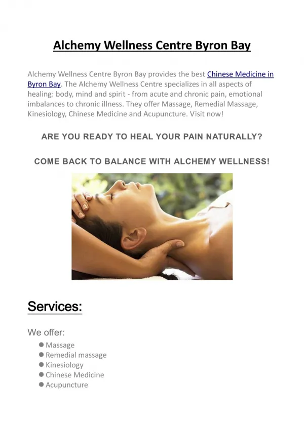 Alchemy Wellness Centre Byron Bay