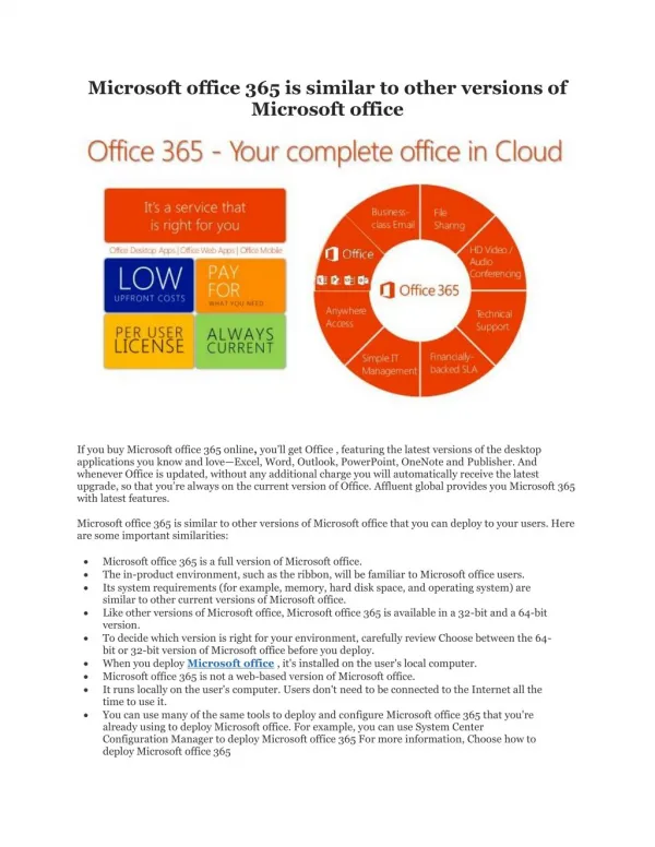 Microsoft office 365 is similar to other versions of Microsoft office.