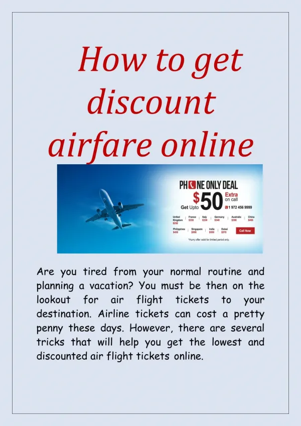 How to Get Discount Air Fare Online