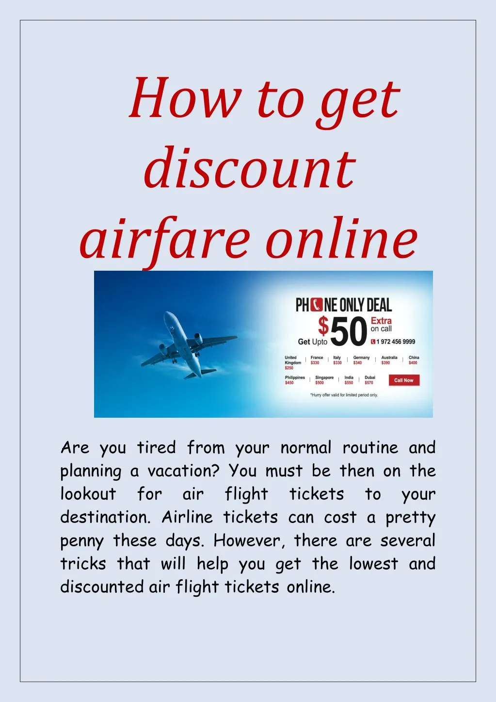 how to get discount airfare online