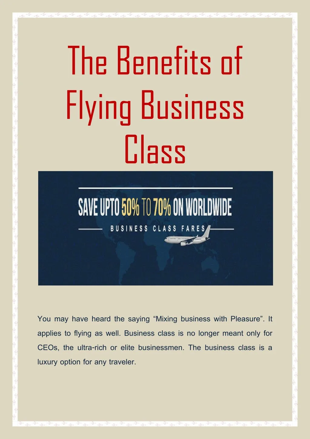 the benefits of flying business class