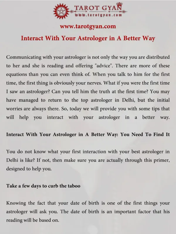 Interact With Your Astrologer in A Better Way