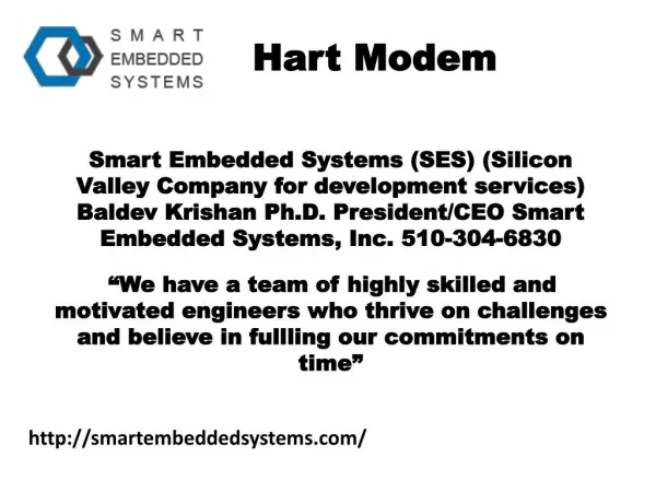 Embedded system design and services - smartembeddedsystems.com- industrial automation devices- modem for hart- hart hard