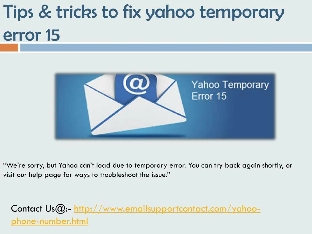 tips tricks to fix yahoo temporary error 15