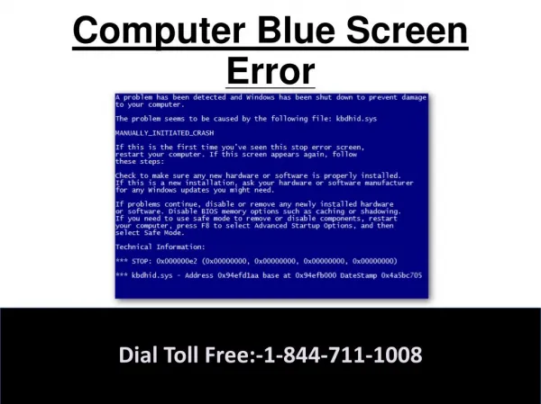 Computer blue screen error.