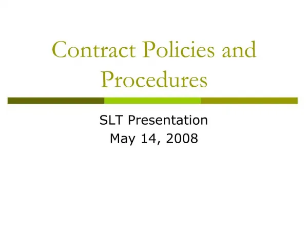 Contract Policies and Procedures