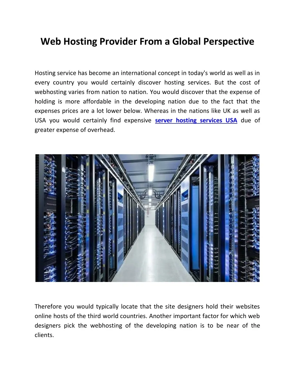 web hosting provider from a global perspective