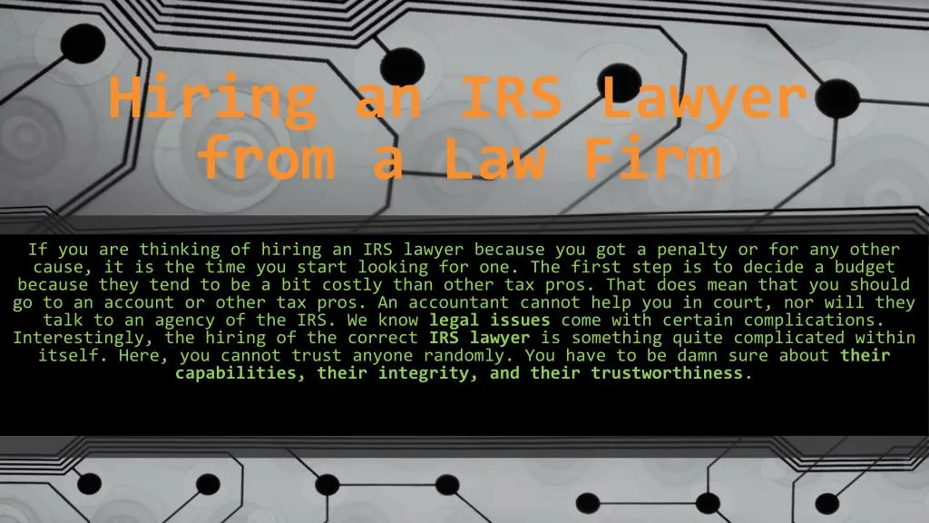 hiring an irs lawyer from a law firm