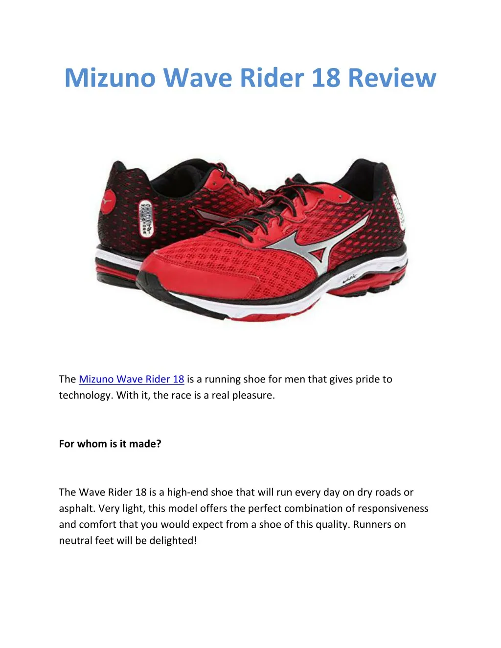 mizuno wave rider 18 review