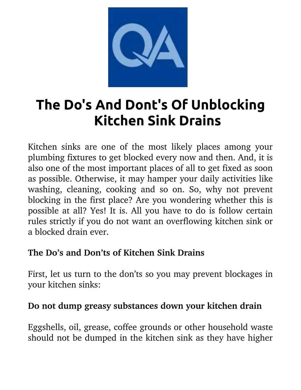 the do s and dont s of unblocking kitchen sink