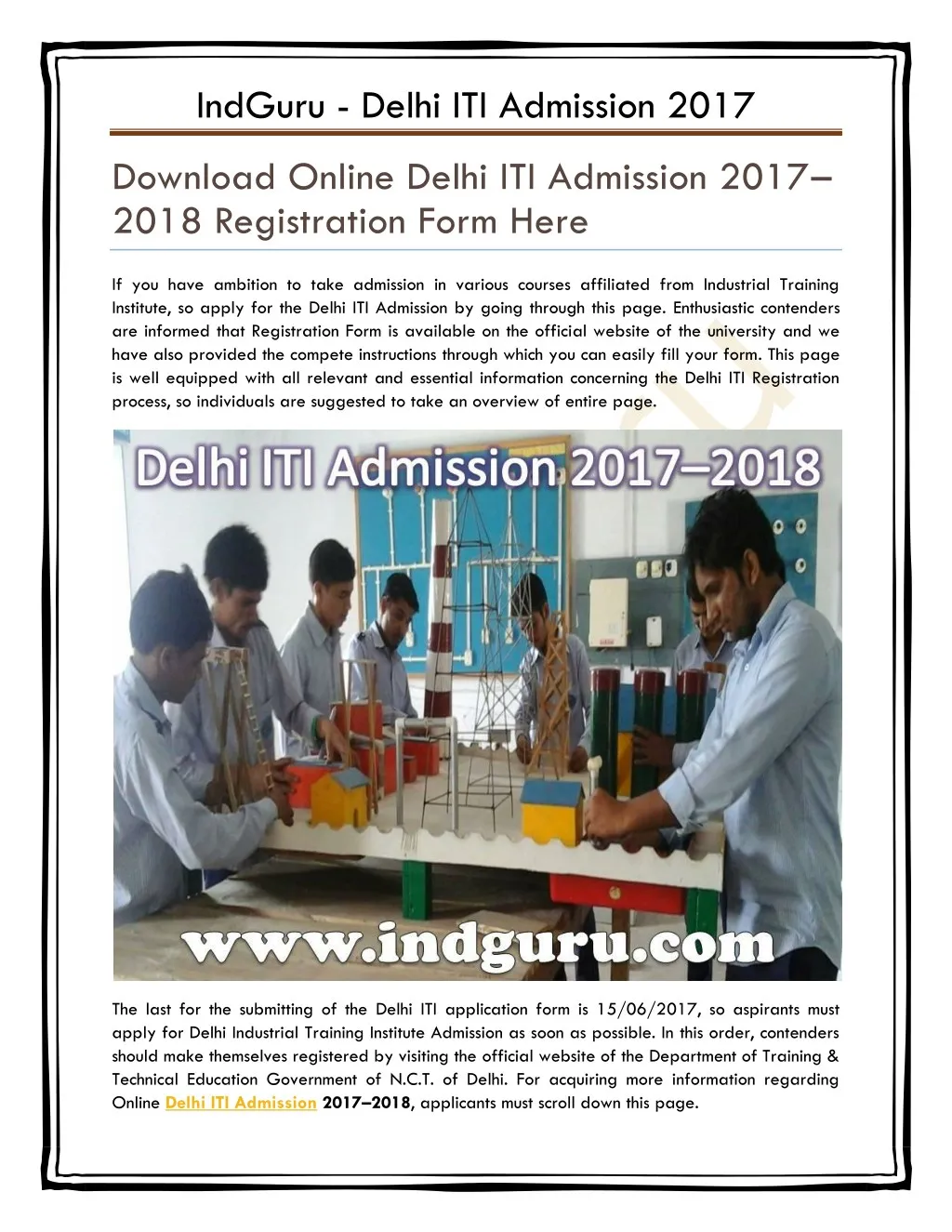 indguru delhi iti admission 2017
