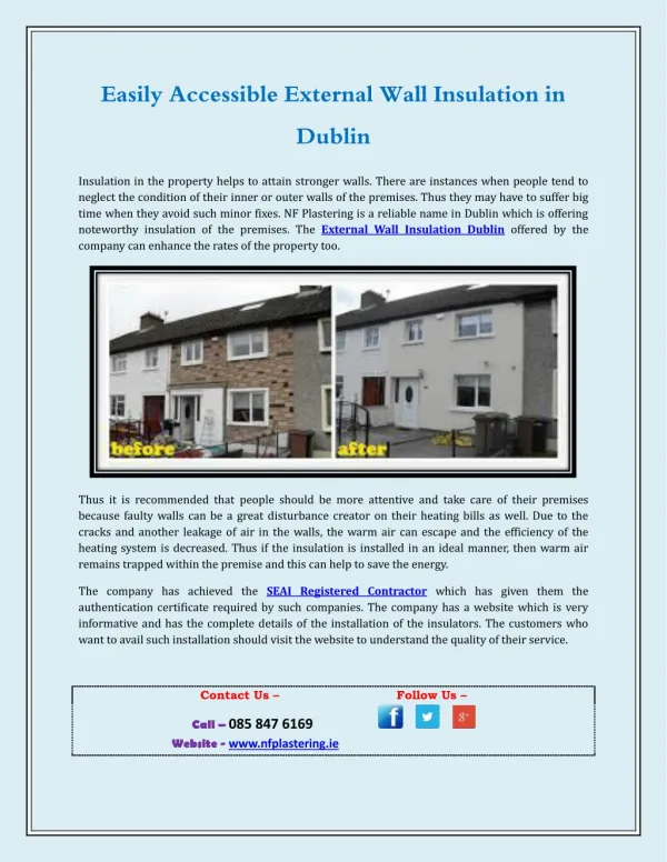 Easily Accessible External Wall Insulation in Dublin