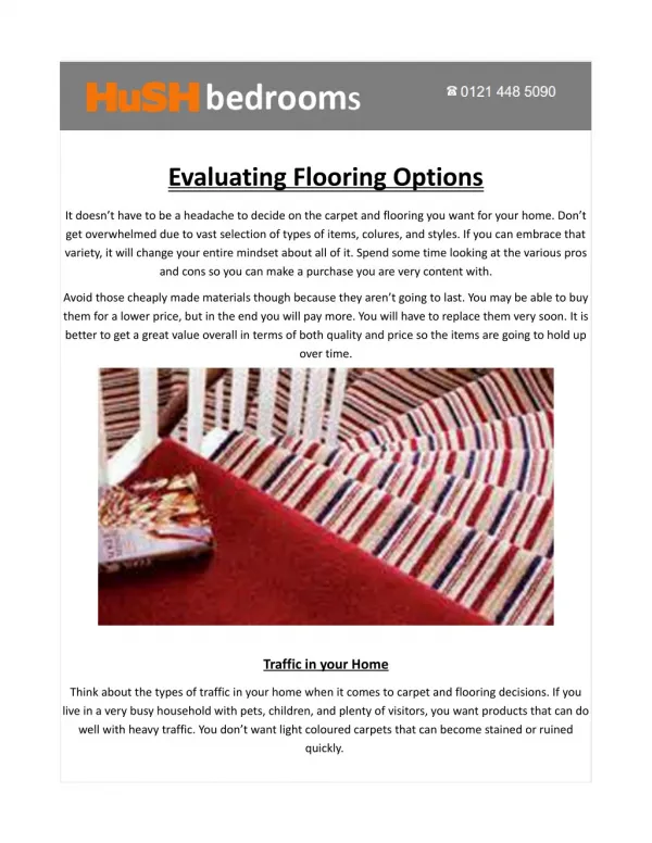 Evaluating Flooring Options-Carpets and flooring – HuSH Bedrooms