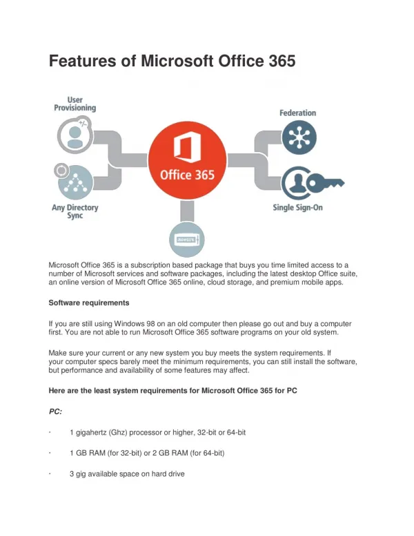 Features of Microsoft Office 365
