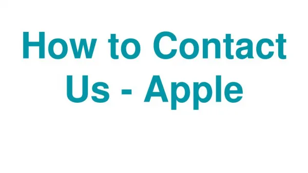 How to Contact Us - Apple