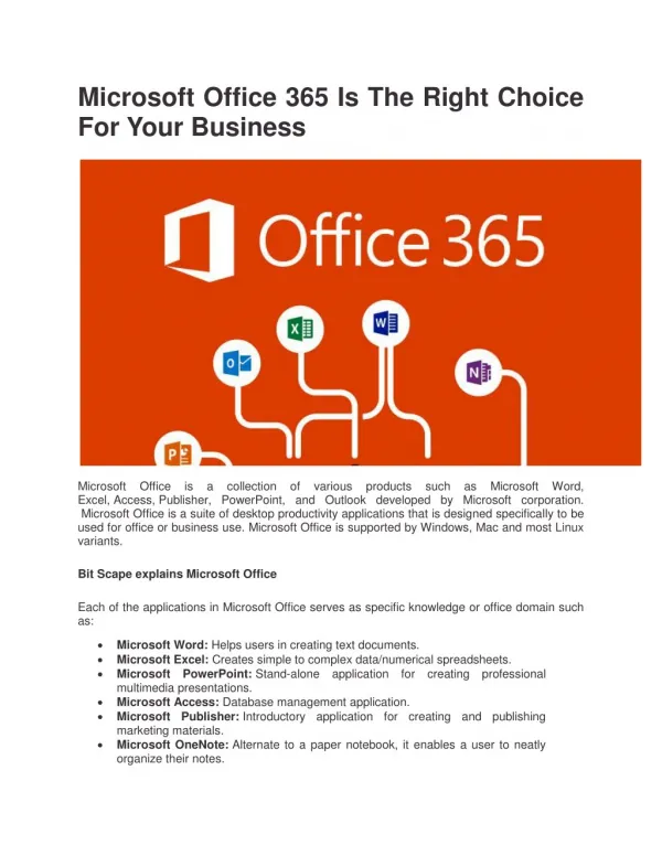 Microsoft Office 365 Is The Right Choice For Your Business