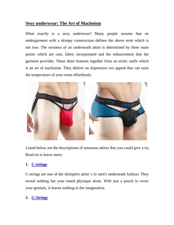 sexy underwear the art of machoism