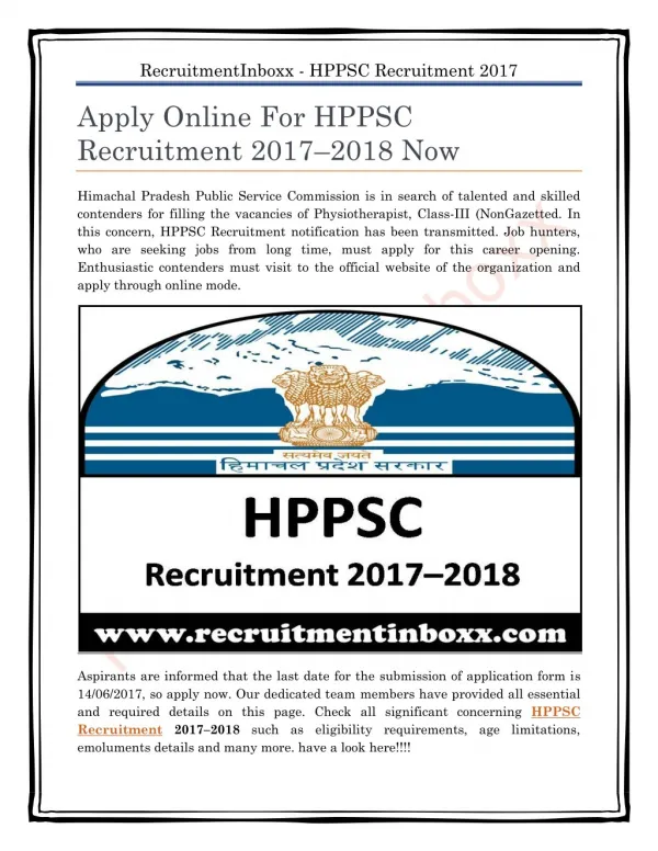 HPPSC Recruitment