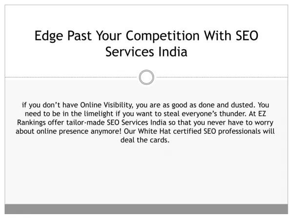 Edge Past Your Competition With SEO Services India