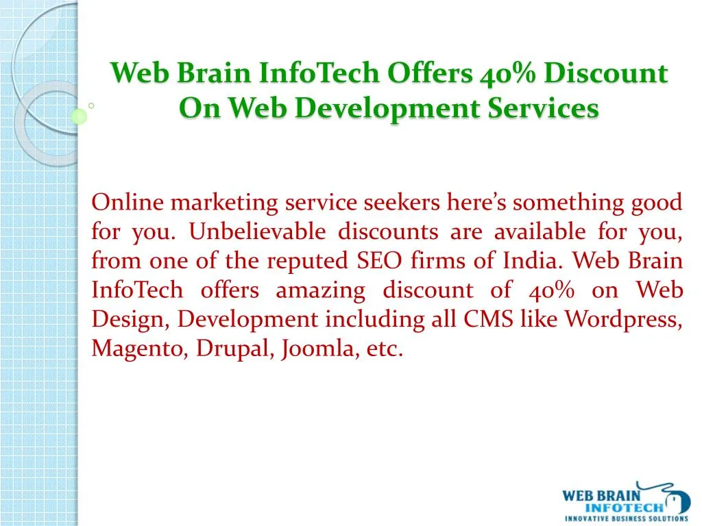 web brain infotech offers 40 discount on web development services